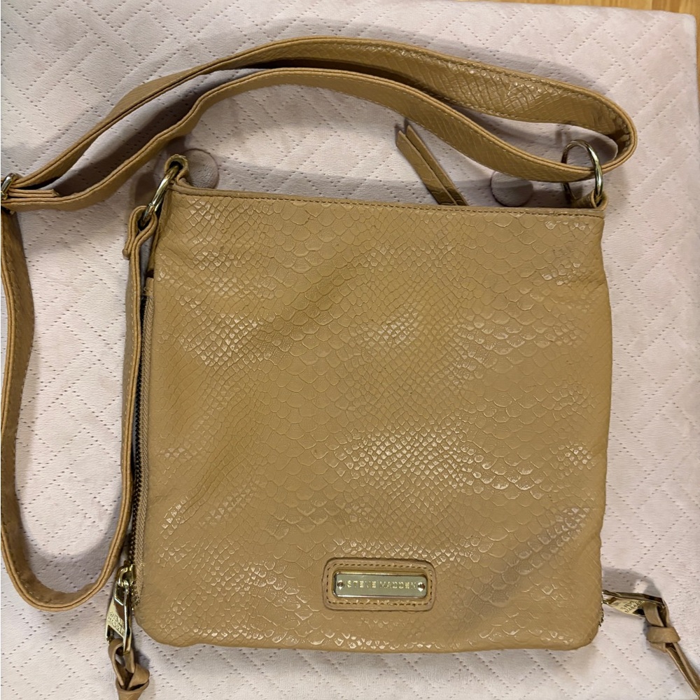 Steve Madden Tan Crossbody Bag with Snakeskin Texture